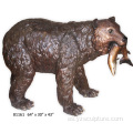 Escultura de vida tamaño bronce oso comiendo pescado
